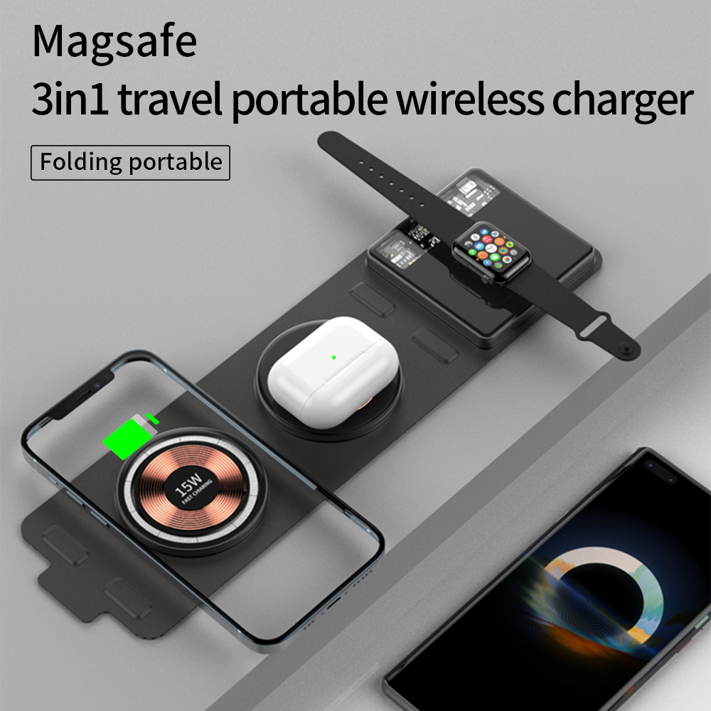 T01. Magnetic cloth folding (3 in 1) wireless charger