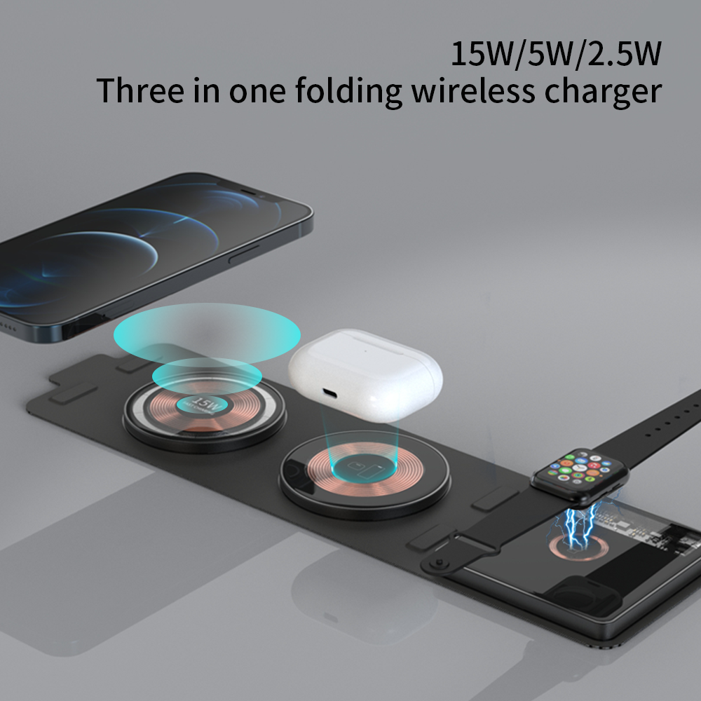 T01. Magnetic cloth folding (3 in 1) wireless charger