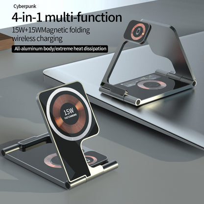 T25 . Dual 15W magnetic folding stand (4 in 1) wireless charger