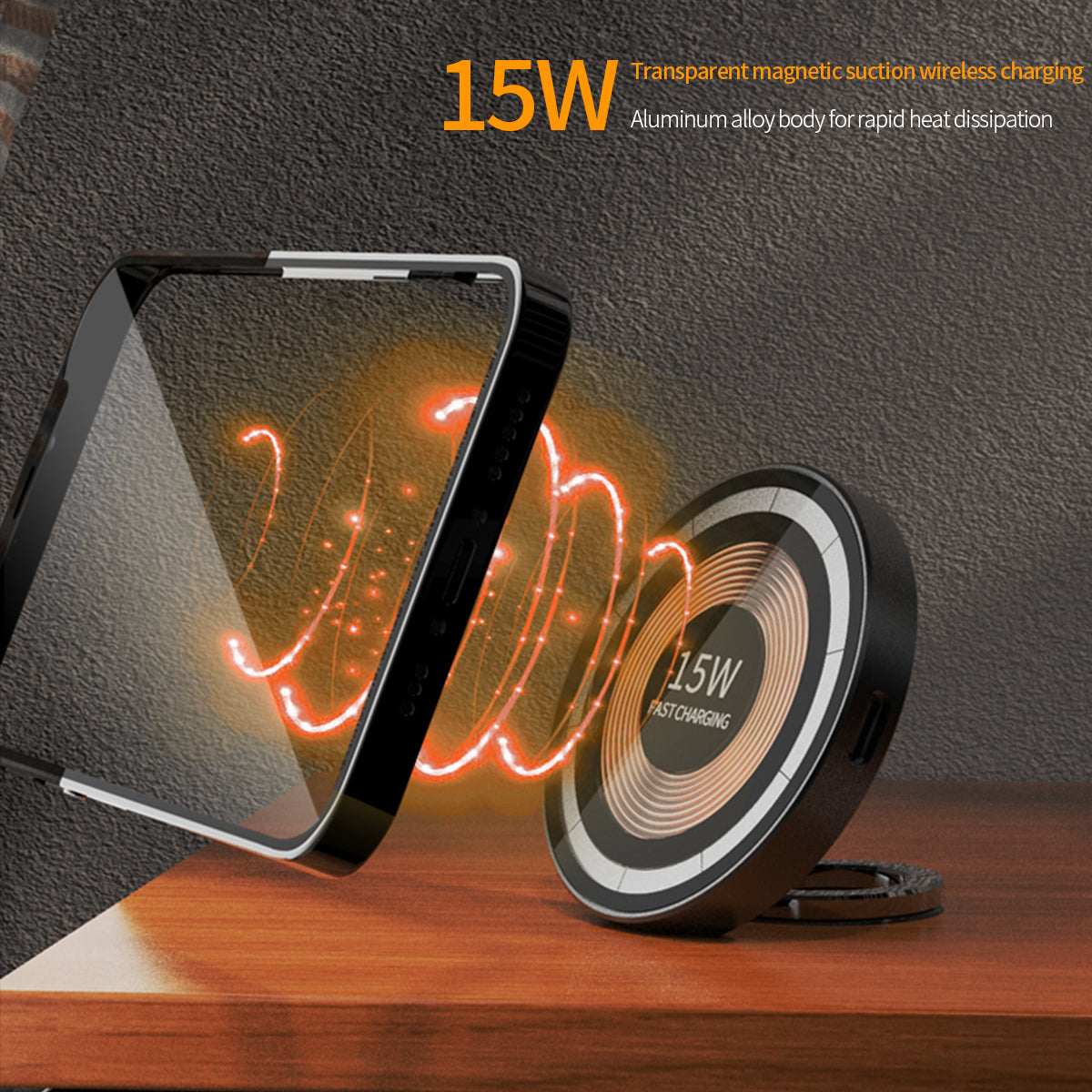 T22 . Transparent magnetic bracket (2 in 1) wireless charging