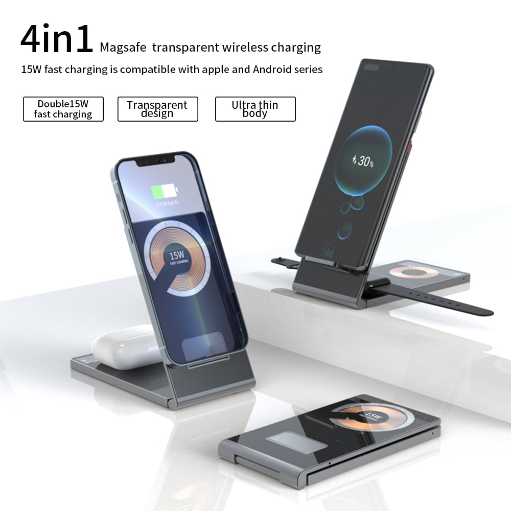 T05 . Magnetic folding stand (4 in 1) wireless charging