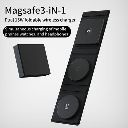 T31 . Dual 15W magnetic leather folding (3 in 1) wireless charger