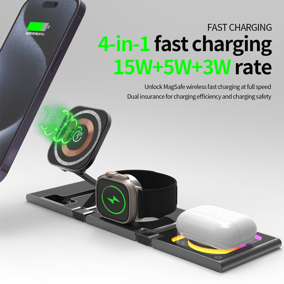 T35 . Folding (4 in 1) wireless charger