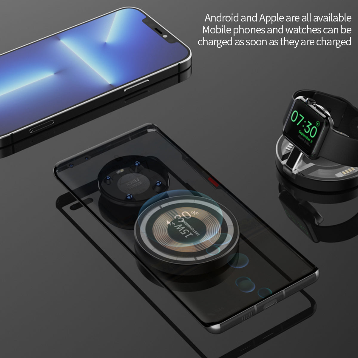 T23 . Transparent magnetic bracket (3 in 1) wireless charging