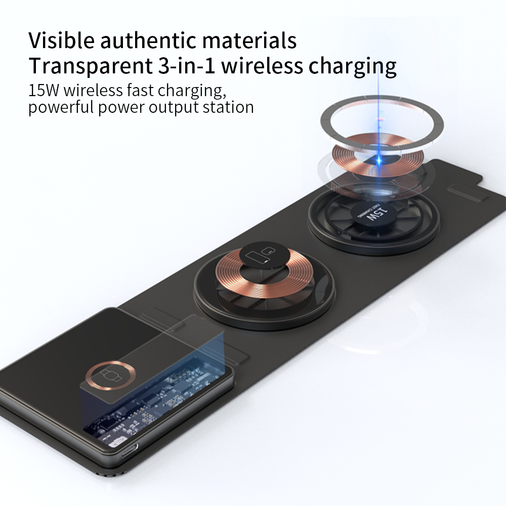 T01. Magnetic cloth folding (3 in 1) wireless charger